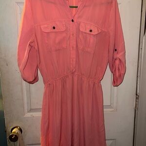 Coral Button-Up Dress